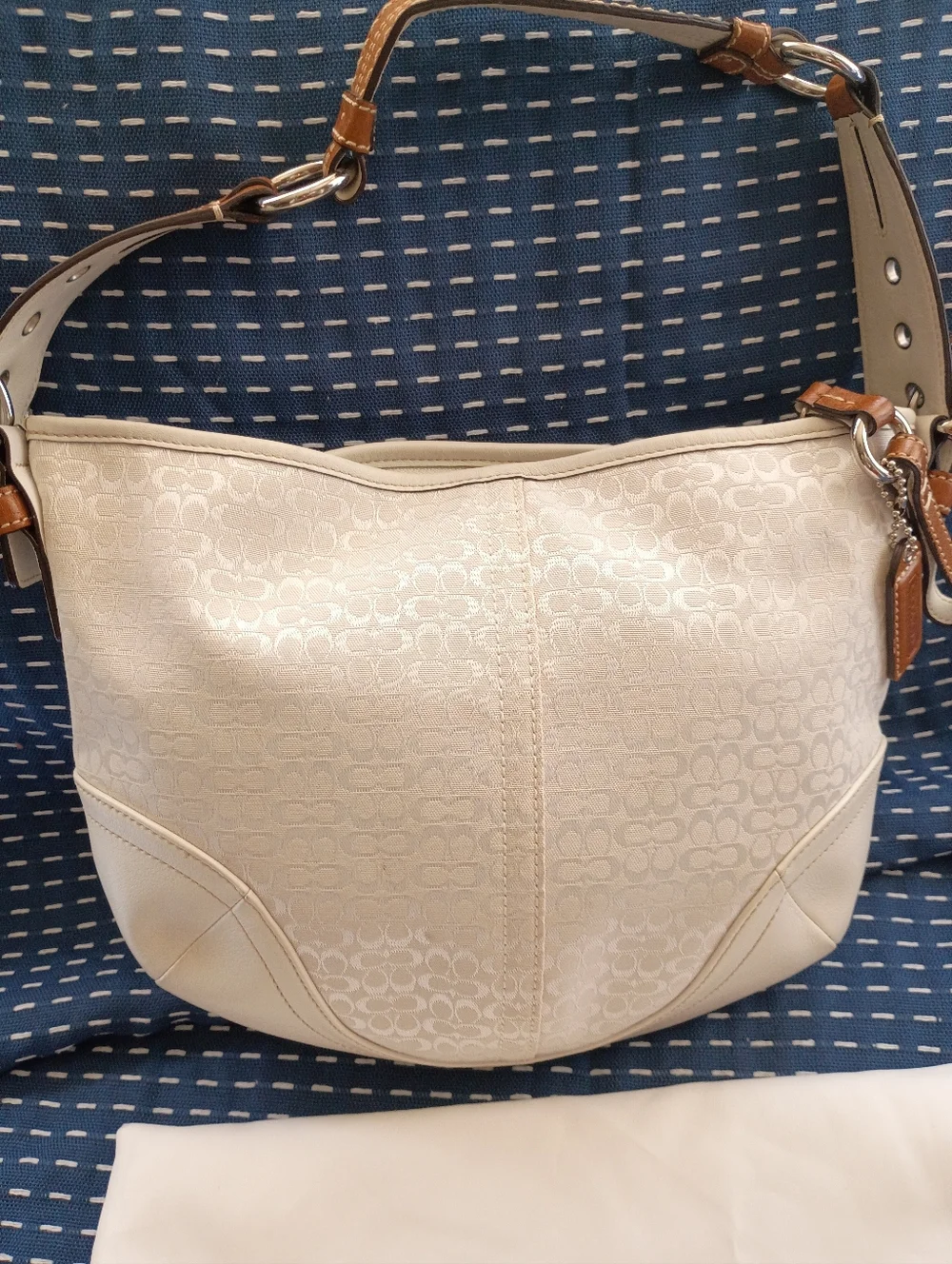 Coach NWOT Y2K White Signature Hobo Vintage Bag 1460 Jacquard Leather Spring - Picture 4 of 15